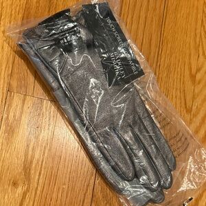 Badgley Mischka Metallic Stone Glove with bow detail